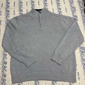 L.L. Bean Men's Gray Quarter-Zip Cotton Pullover Sweater
